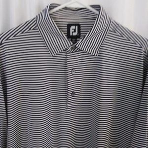 FOOTJOY FJ MENS POLO SHIRT STRIPED BLACK/WHITE L
